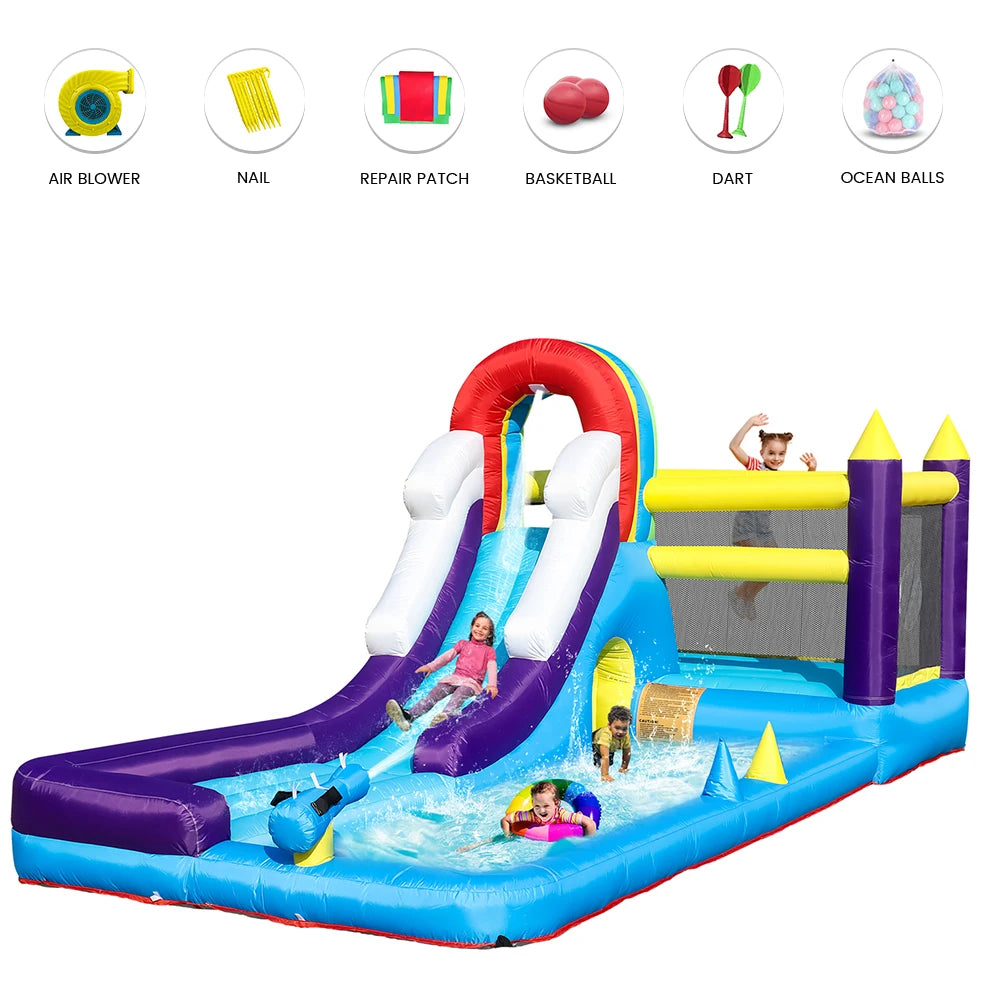 16ft Inflatable Water Slide Bounce House W/ Splash Pool for Kids Backyard Party Commercial Children's playground