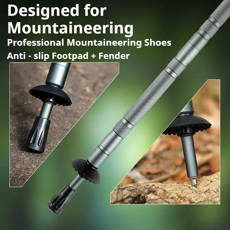 Portable Aluminum Alloy Climbing Stick Removable Multitool Hiking Walking Stick Multifunctional Mountaineering Camping Equipment