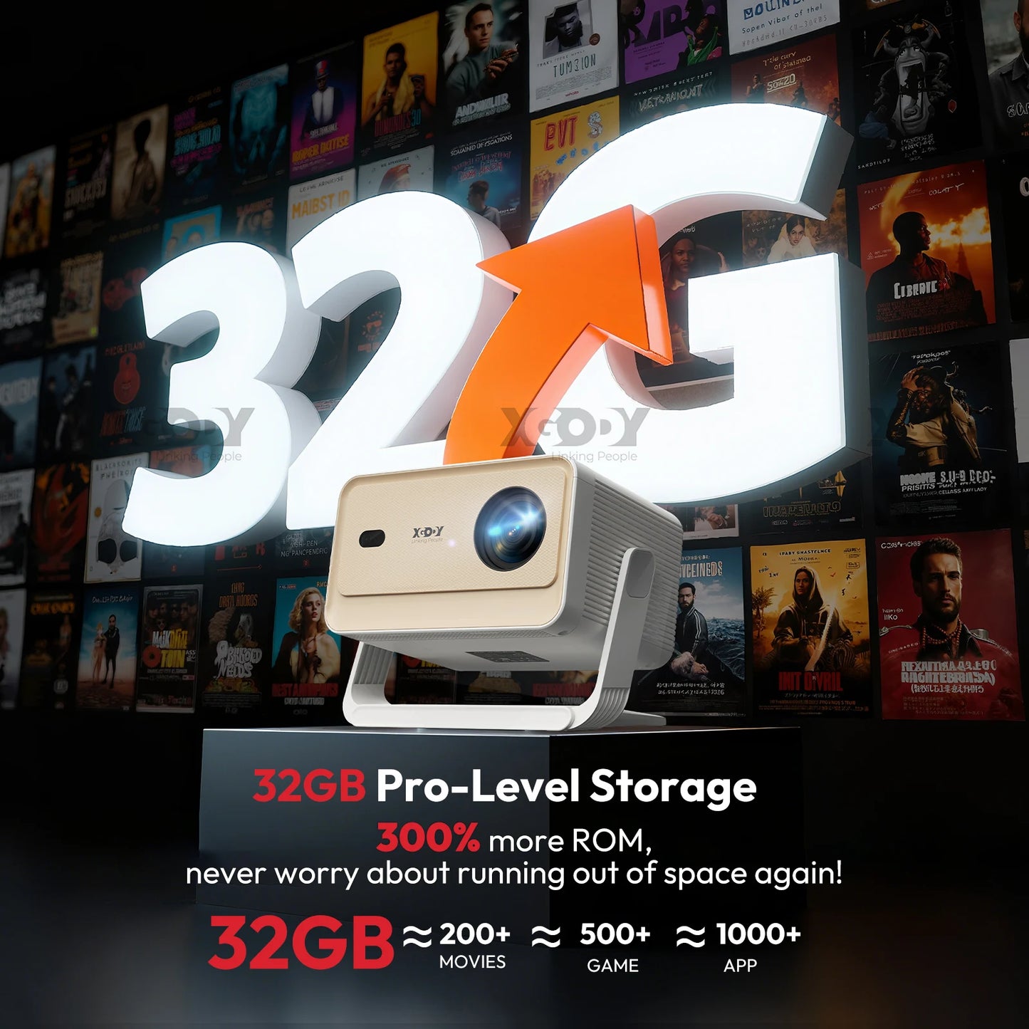 XGODY 4K Android Projector 700 ANSI Lumens Netflix