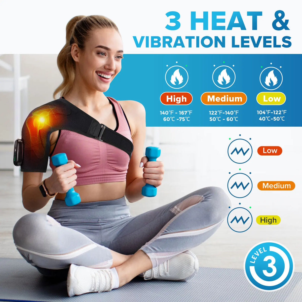 Rechargeable Electric Heating Shoulder Massage Wrap With LED Hot Compress