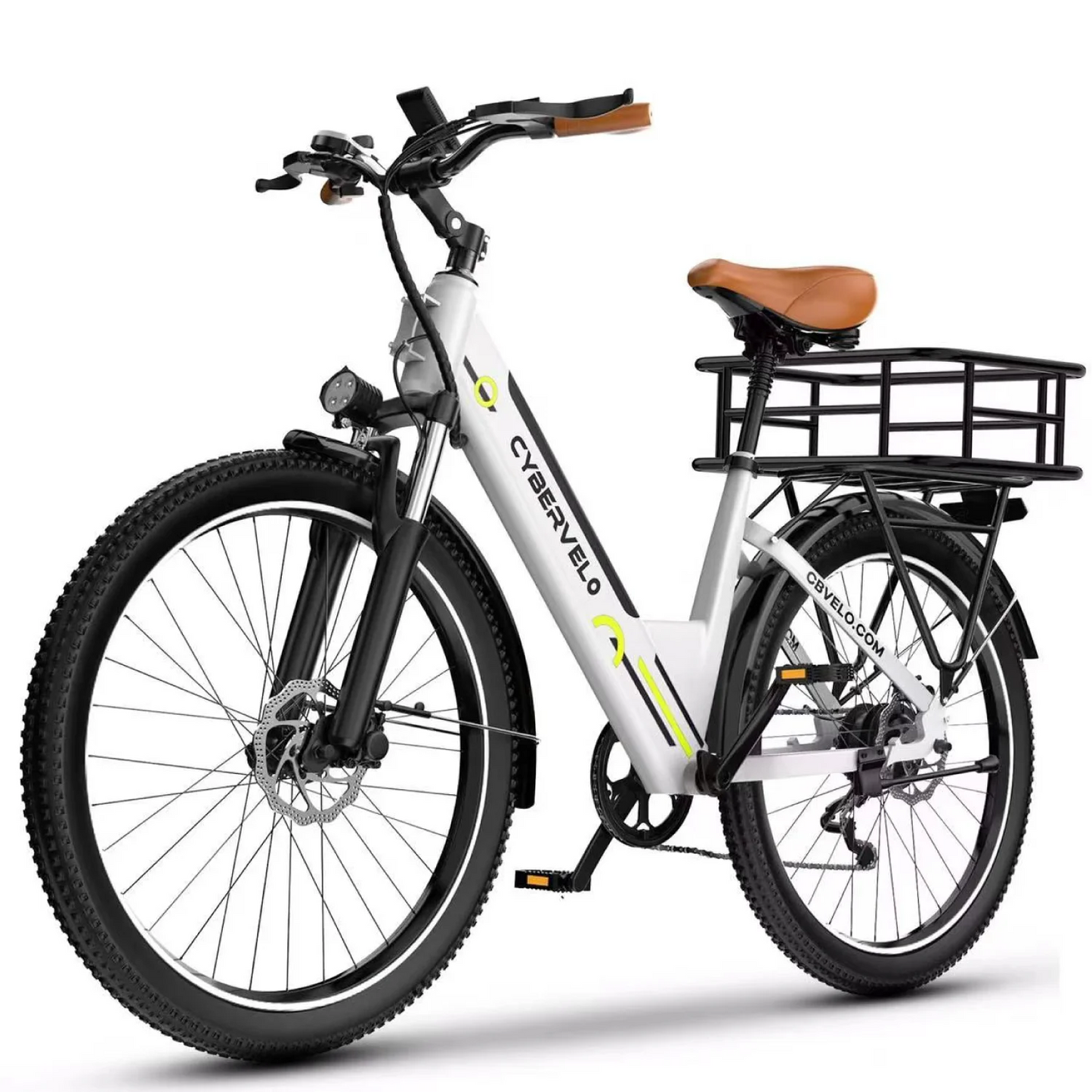Cybervelo Urban Commute E-Bike, 48V 1000W Peak Motor, Detachable Battery 7-Speed shift Electric Bike, 26“ Step-Thru adults EK2