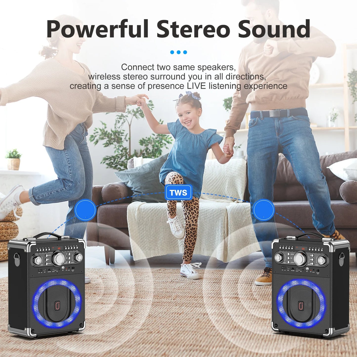 FanFun S8-T Karaoke Bluetooth Speaker With 3 Microphones