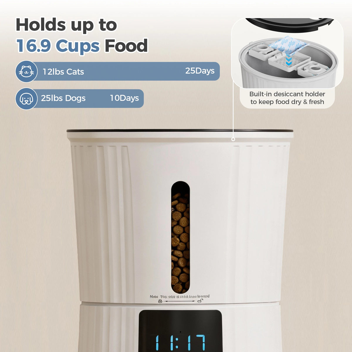 JHK Automatic WiFi Cat Feeder With App Control And Timer