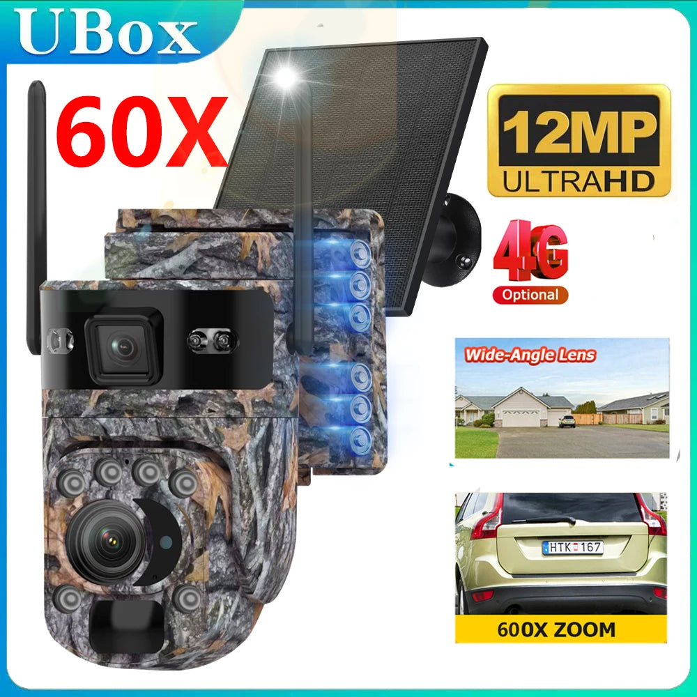 INQMEGA 12MP Solar Camera With 60X Optical Zoom Outdoor PTZ