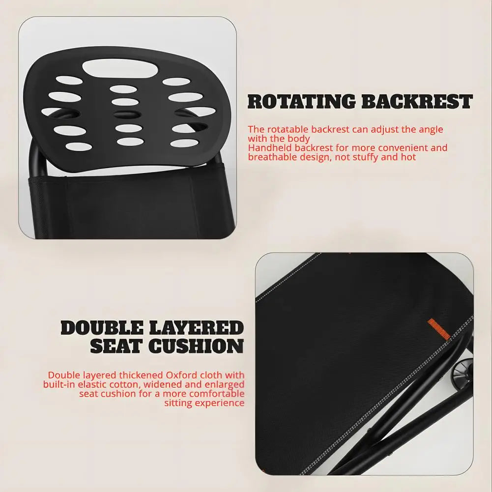 Folding Fishing Deck Chair Iron Recliner 13 Gear Rise Fall 21cm Adjustment Fishing Chair with Backrest Rod Holder Fisherman Gift