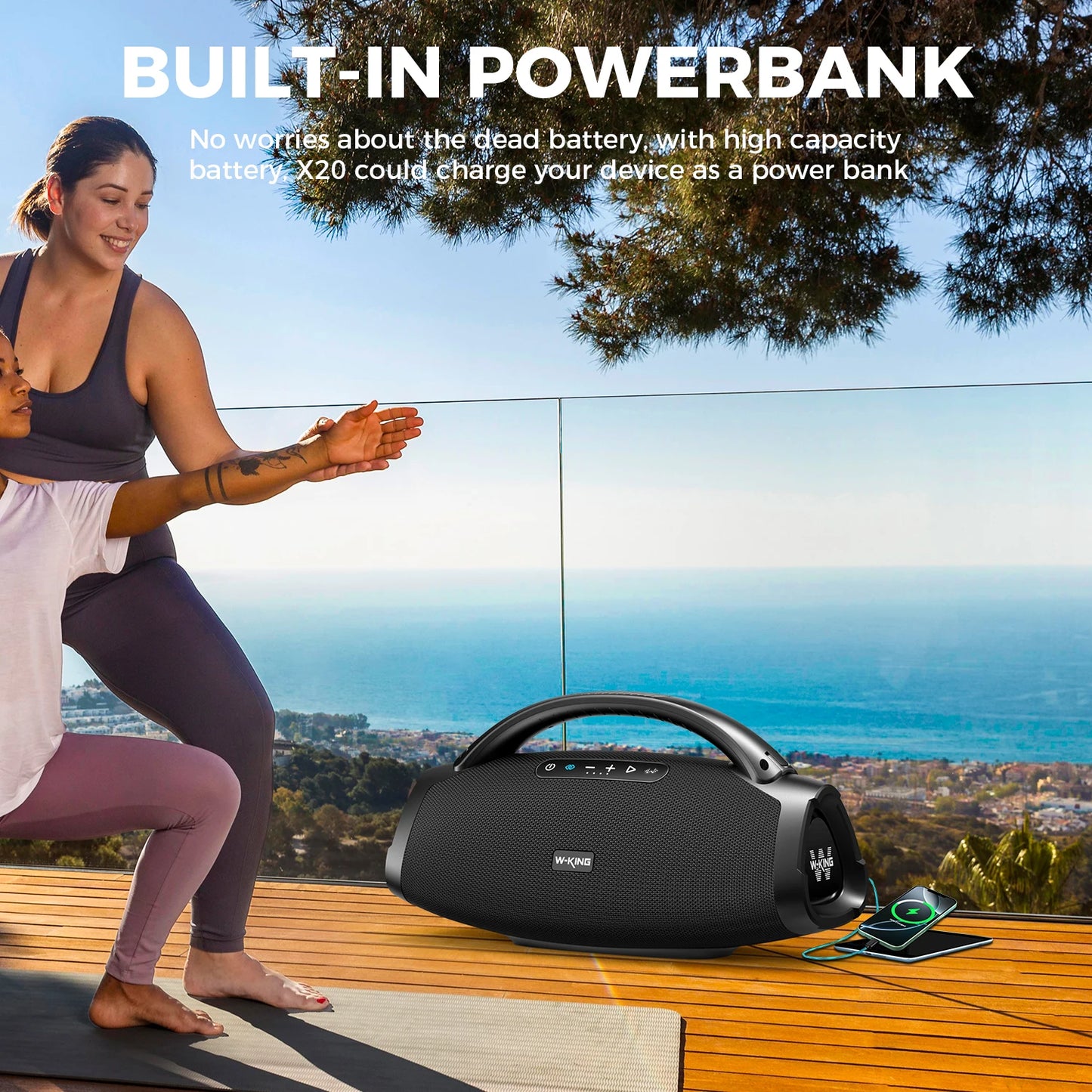 W-King X20 Portable Bluetooth Speaker IPX7 Waterproof Wireless Boombox
