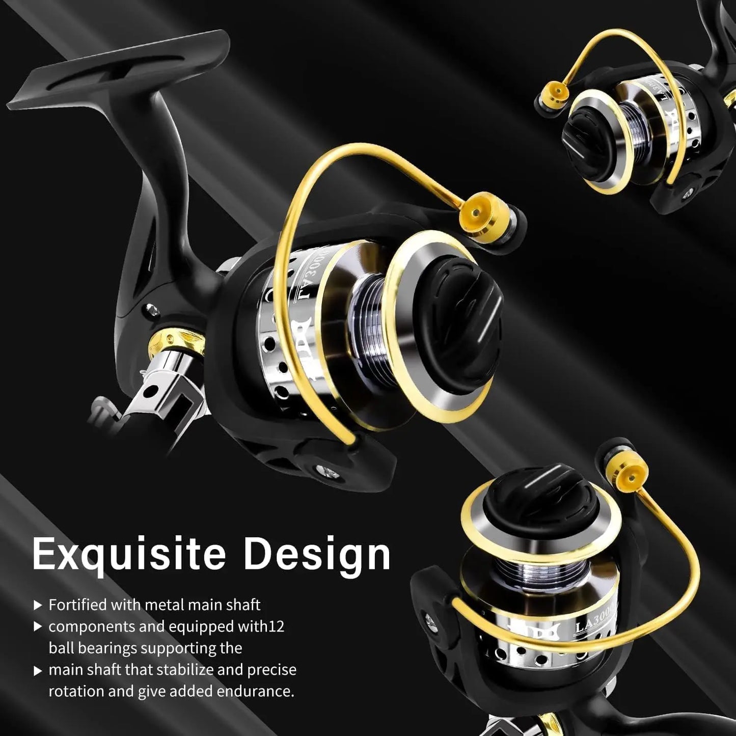 YTYIN Portable Carbon Fiber Spinning Fishing Rod With Lures