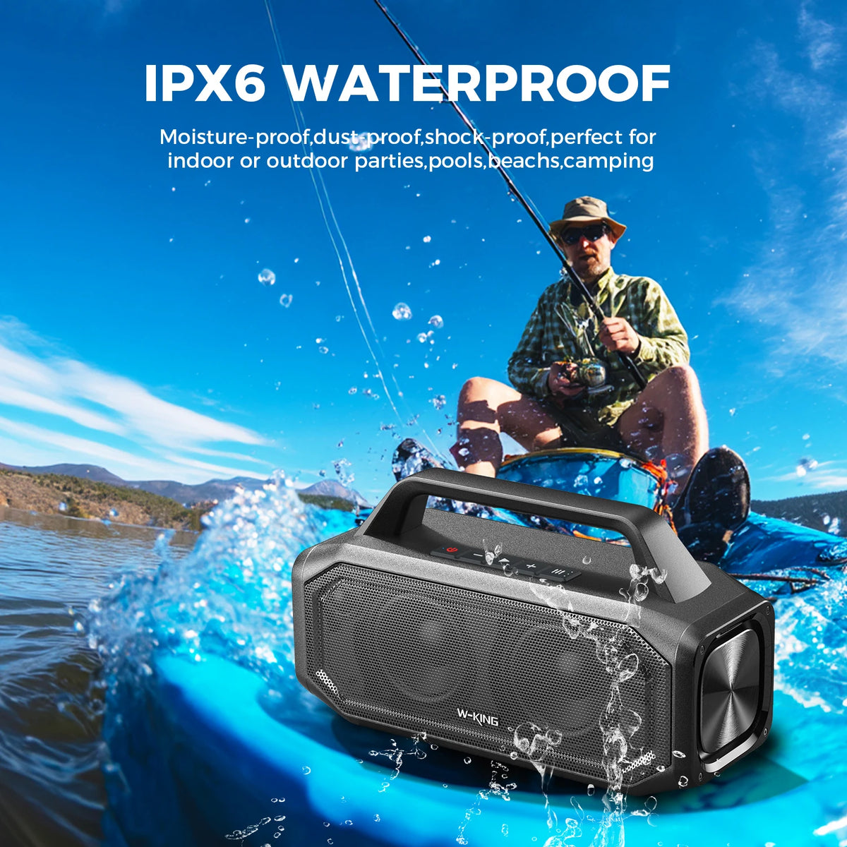 W-KING BT261-2 80W Speakers Bluetooth Wireless, Portable Outdoor Speakers Loud with Bass Boost, Stereo Pairing, Reverse Charging, IPX6 Waterproof