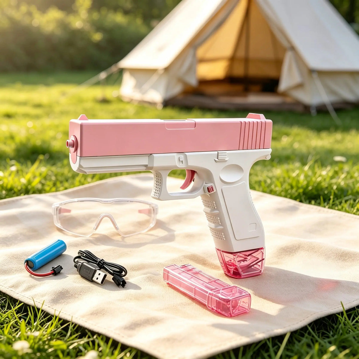 Electric Water Gun Toy With Continuous Firing And Dual Magazines