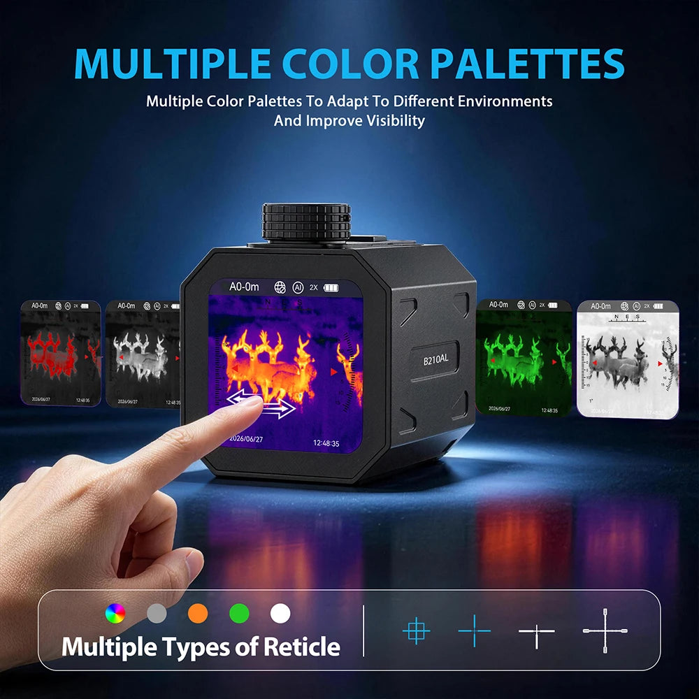 Touchscreen Thermal Imaging Sight 14.2MM Lenses Infrared Tactical Night Vision Device 256*192 Multispectral Fusion Hunting Scope