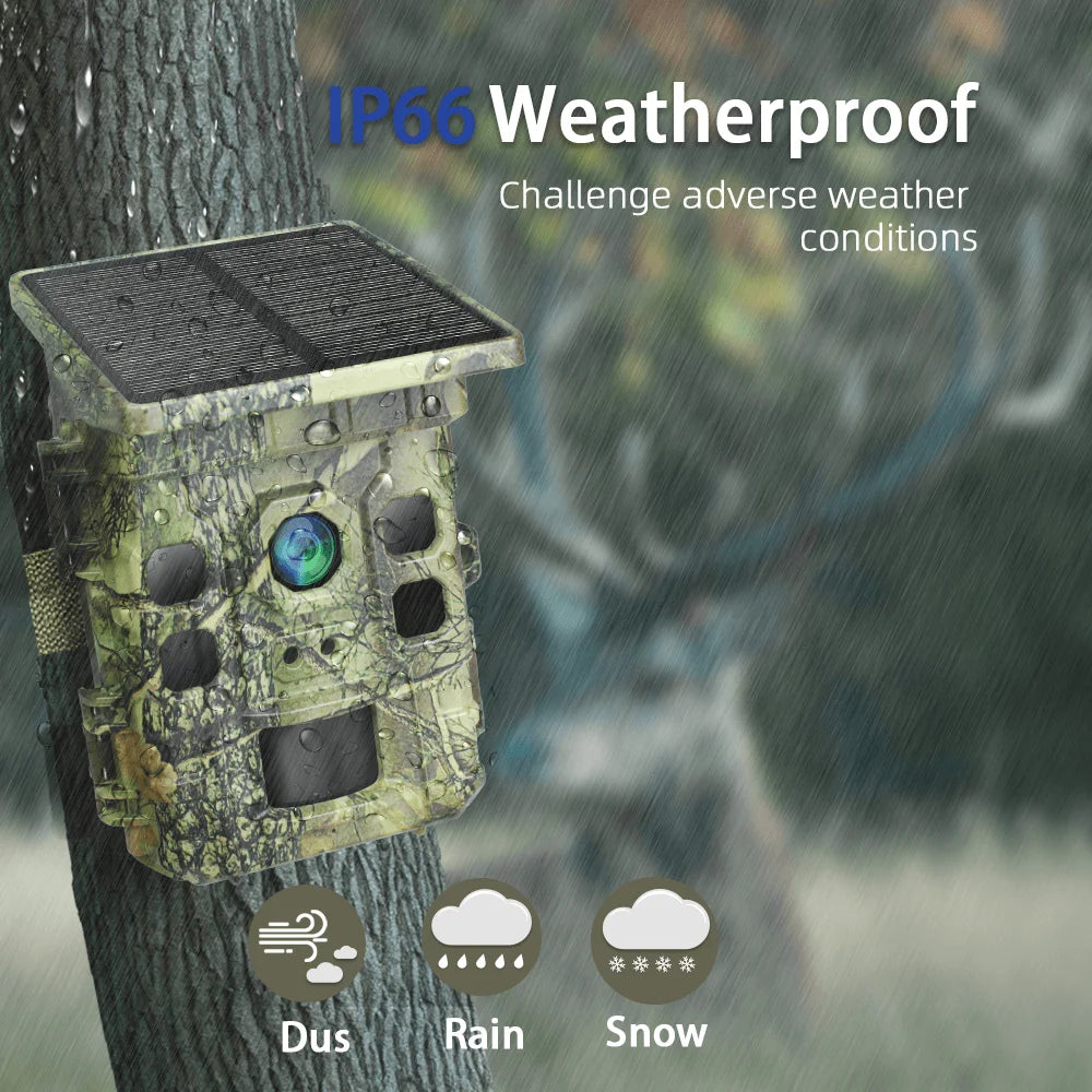 365 Days Solar-Powered Mini Trail Camera Waterproof WIFI APP Wildlife Hunting Camera for Farm Home Safety