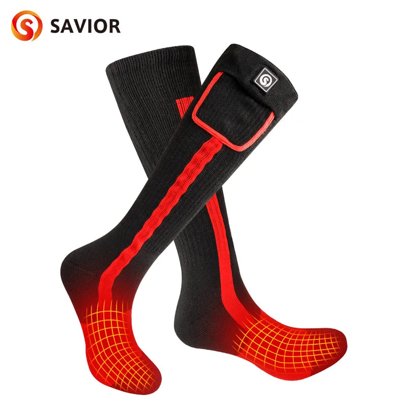 Savior Heat Battery Electric Heated Socks For Men Winter Warm Outdoor Sports Rechargeable Thermal Socks Foot Women For Cycling