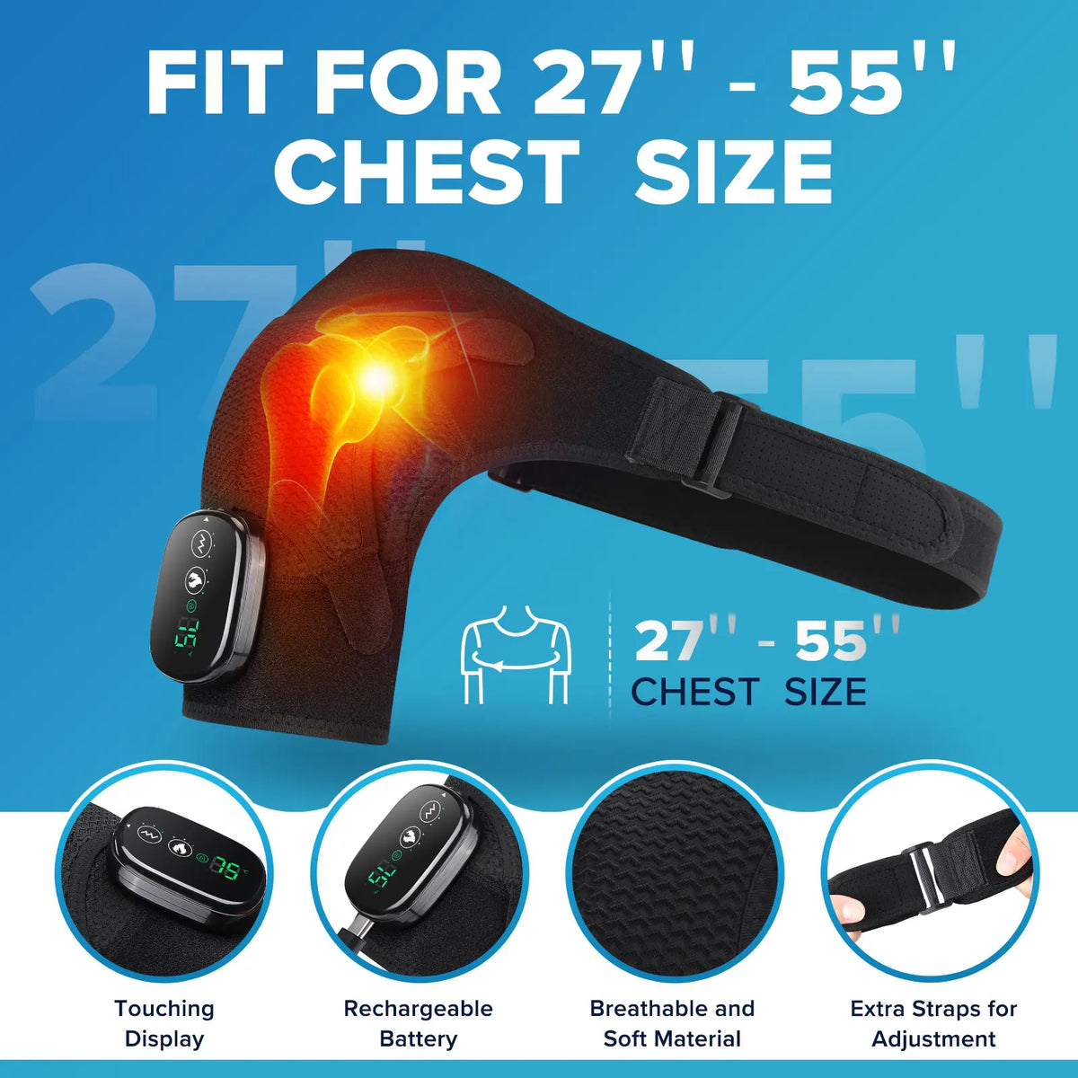 Rechargeable Electric Heating Shoulder Massage Wrap With LED Hot Compress