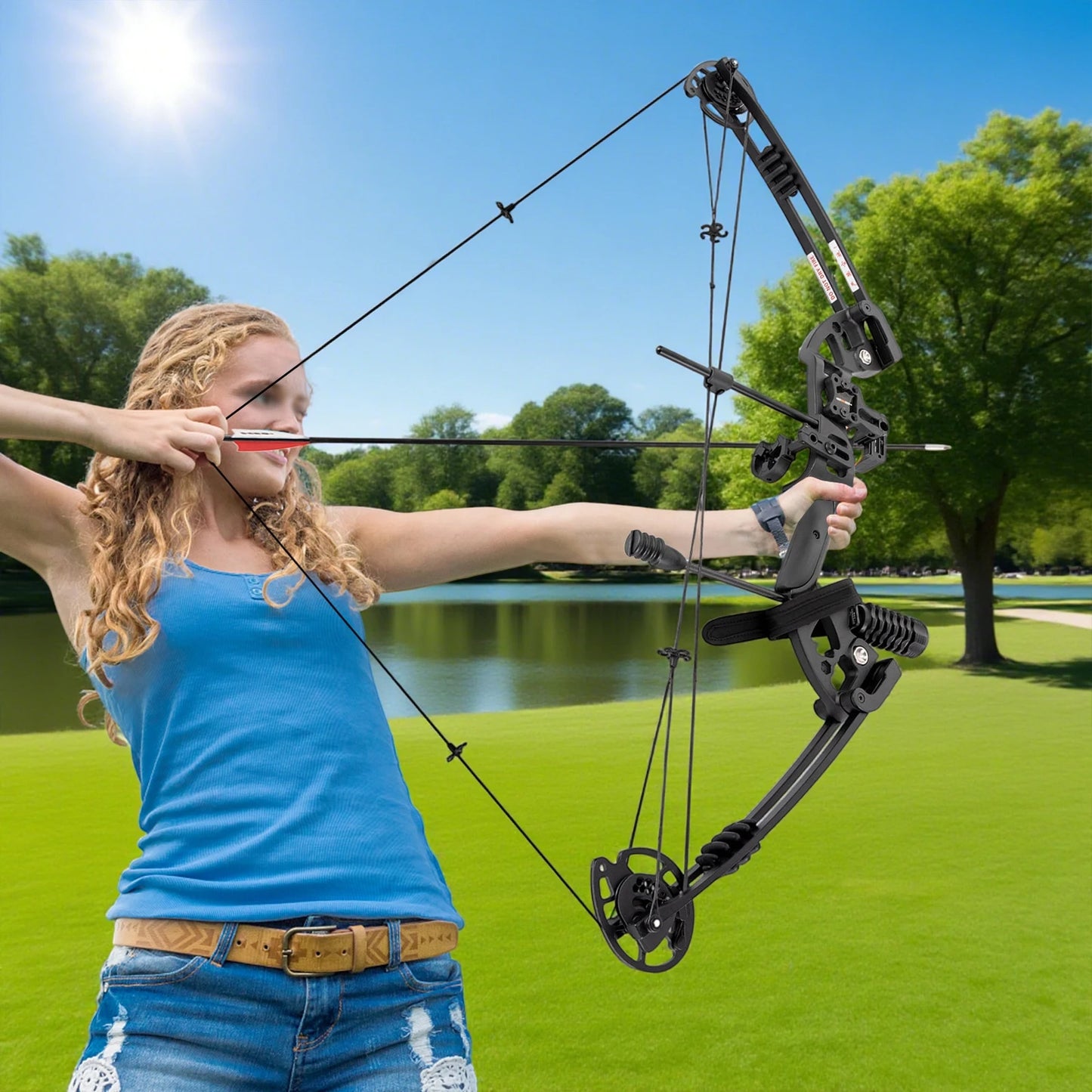 Right Hand Compound Bow Archery Arrows Set Hunting Bow with Draw Length 24-29.5' Draw Weight 30-55 Lbs 310 Fps