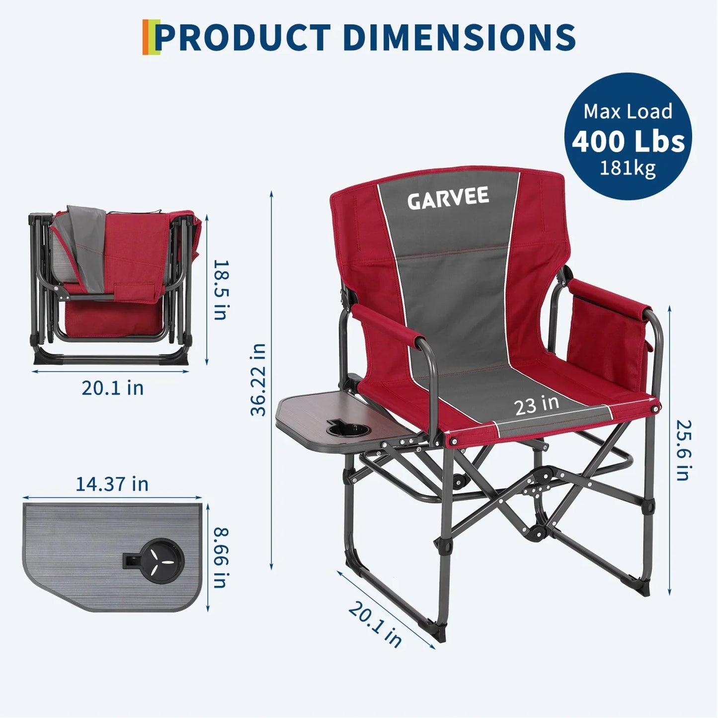 Hismiss Heavy Duty Folding Directors Chair With Cup Holder