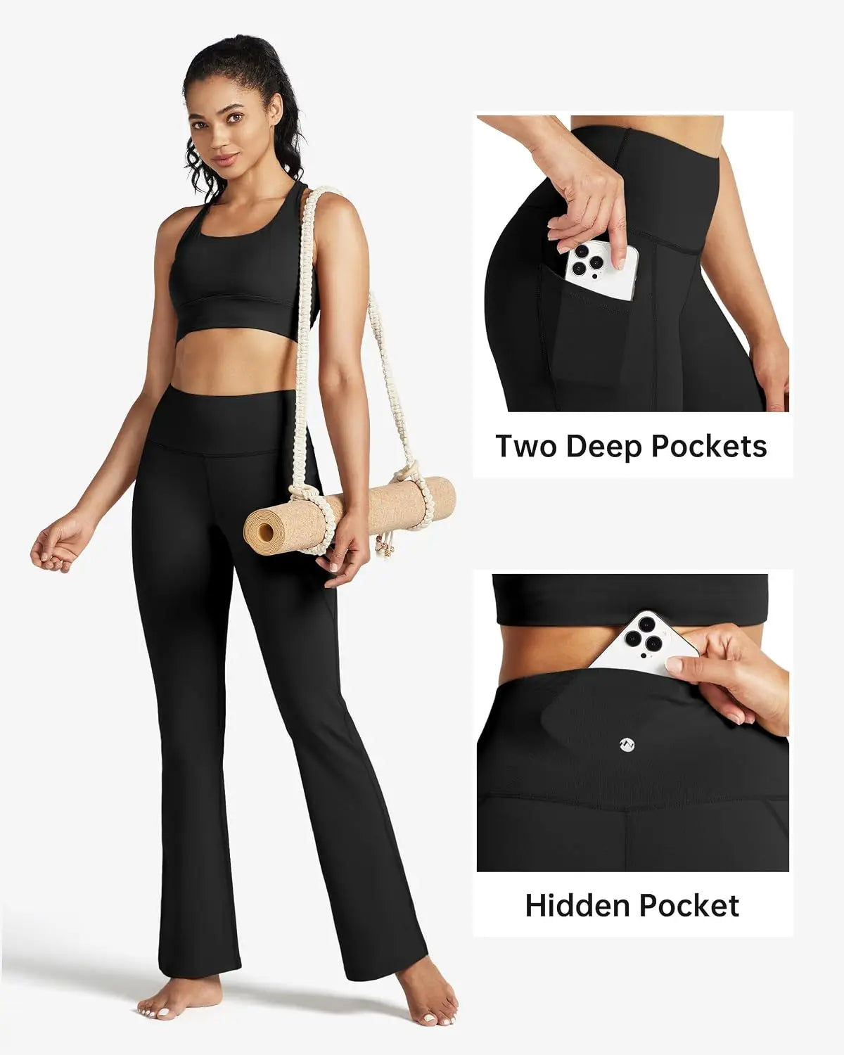 Multi Length Bootcut Flare Yoga Pants High Waist Tummy Control 4 Way Stretch Butt Lifting Daily Workout Side Pockets All Season Women