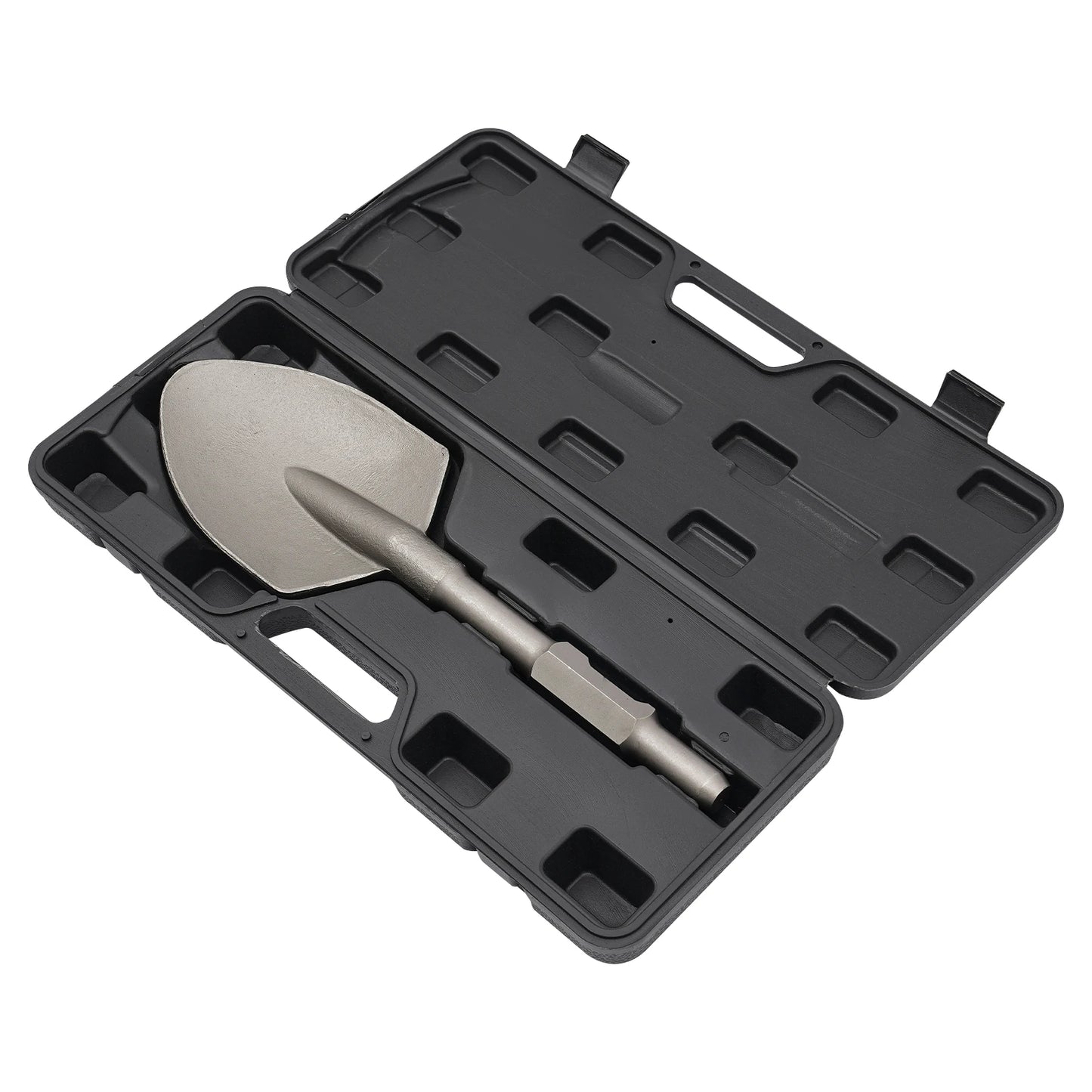 Shovel Chisel 40Cr Steel, Clay Spade 17.3x5.3in for Electric Hammer, Excavation Trenching Tool with Storage Box