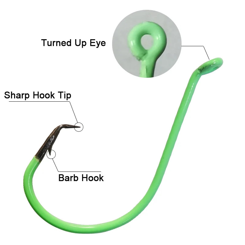 20Pcs Glow in Dark Circle Hooks Saltwater Offset Fishing Hooks for Catfish Bass Trout, Available in 7 Sizes (1/0 to 10/0)