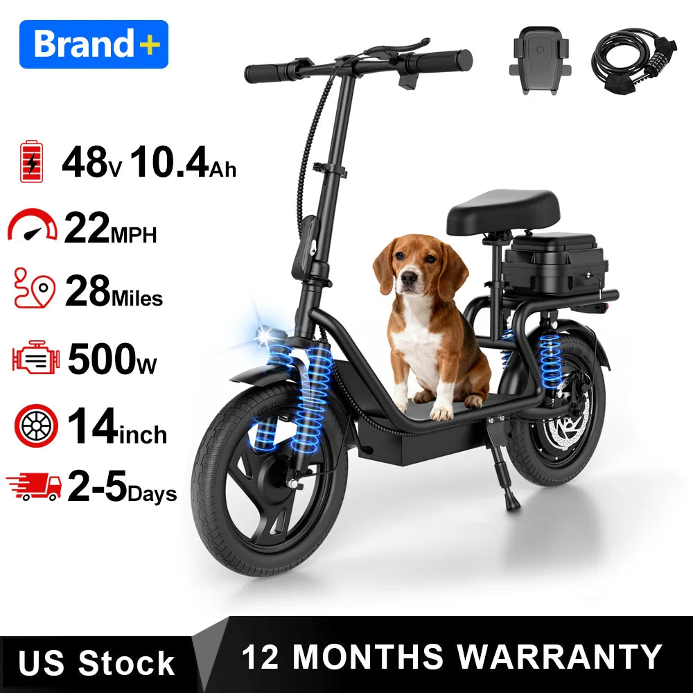 Aovopro Foldable Electric Bike With Basket And 17 Mile Range