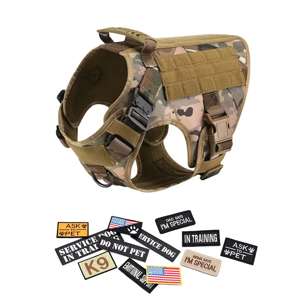 Professional Dog Harness Vest Set With Collar Leash And Patches