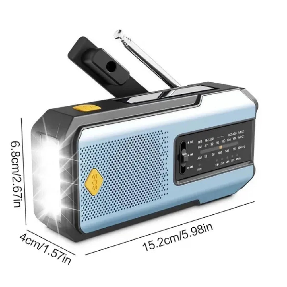 Emergency Radio Solar Hand Crank NOAA Weather Radio AM FM Portable 2000mAh Power Bank Rechargeable Survival Gear LED Camping Flashlight Reading Lamp SOS Alarm Hurricane Earthquake Emergency Kit Battery Operated For Home Outdo