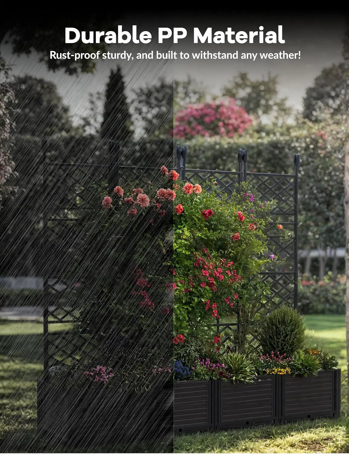 TWISTER.CK Self Watering Planter Box With Integrated Garden Trellis