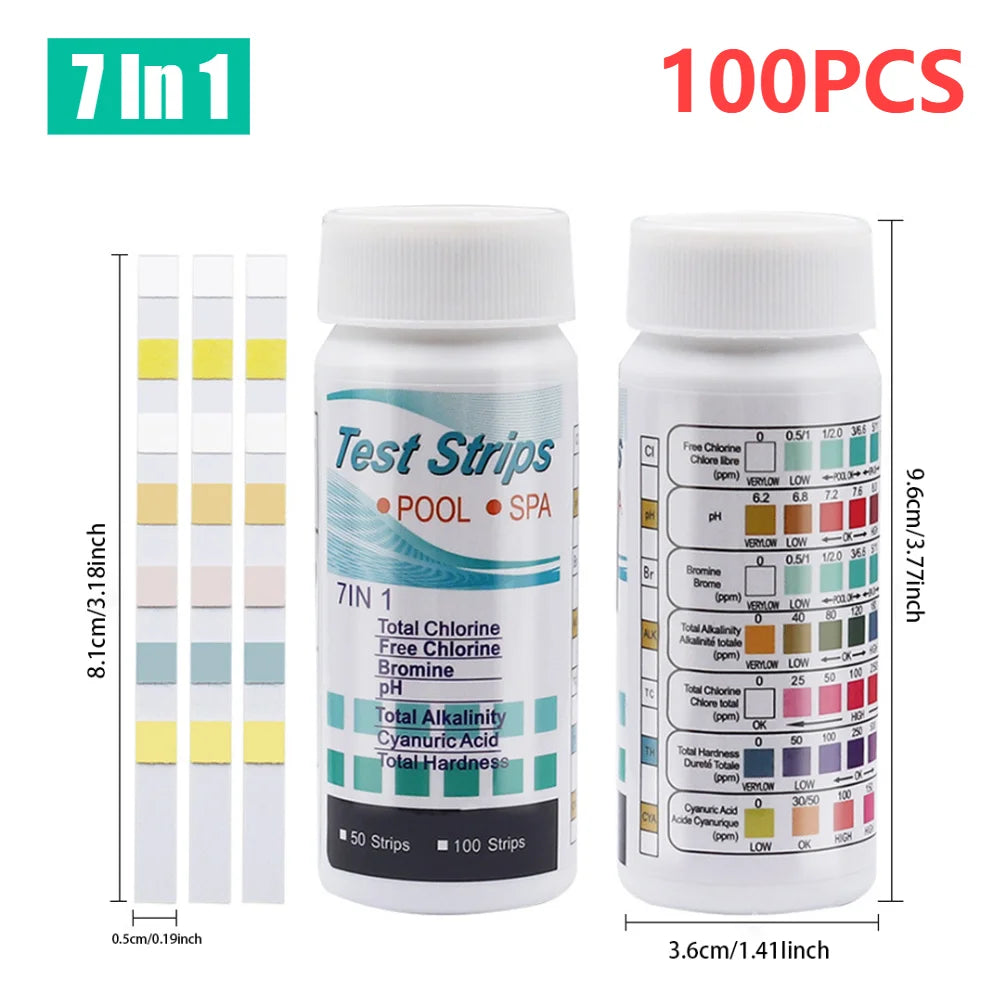 50/100PCS 3/5/6/7 in 1 Water Quality Test Paper Swimming Pool PH Test Strips Multipurpose Aquarium Test Strips for Fish Tank