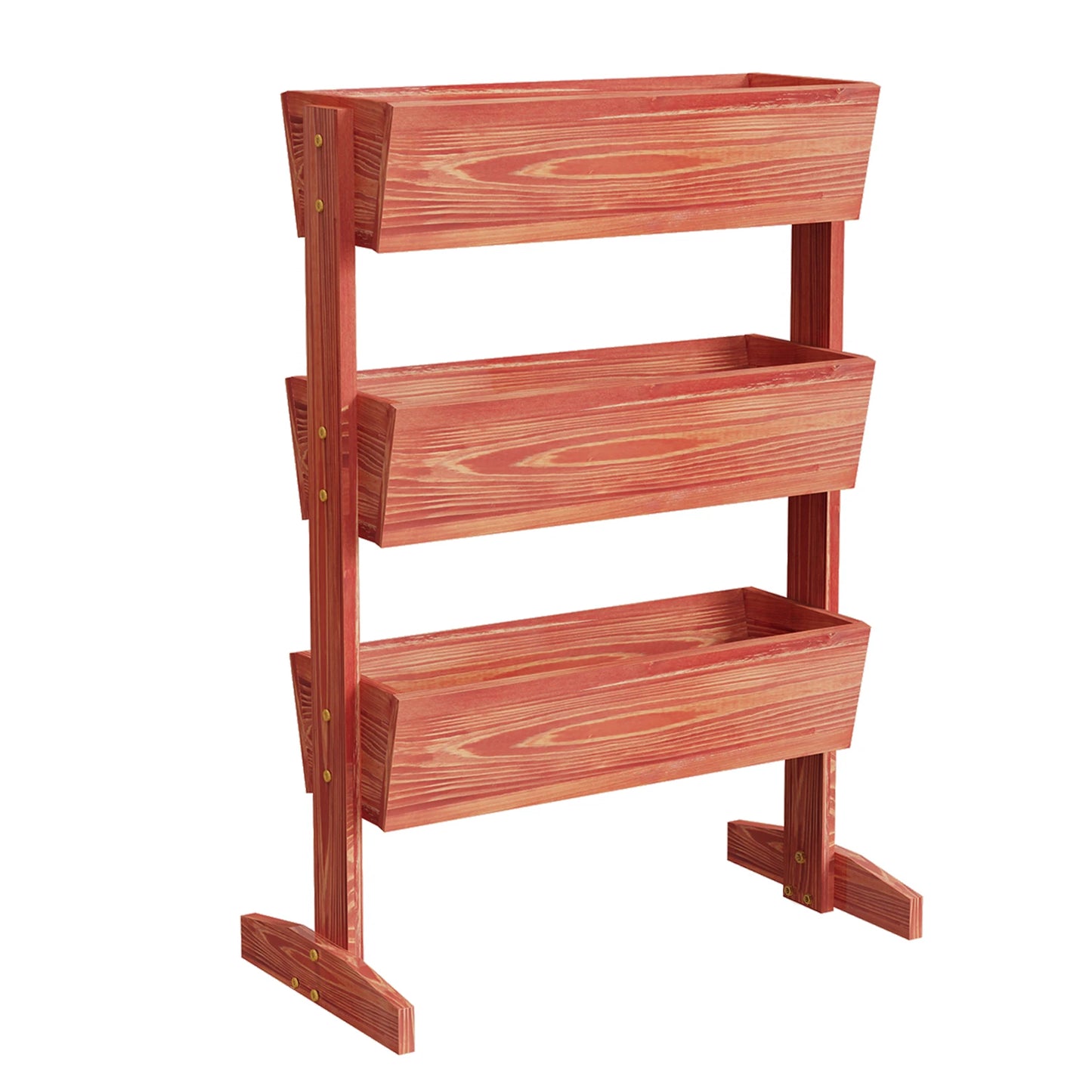 Four Tier Wooden Vertical Planter Box For Outdoor Gardening