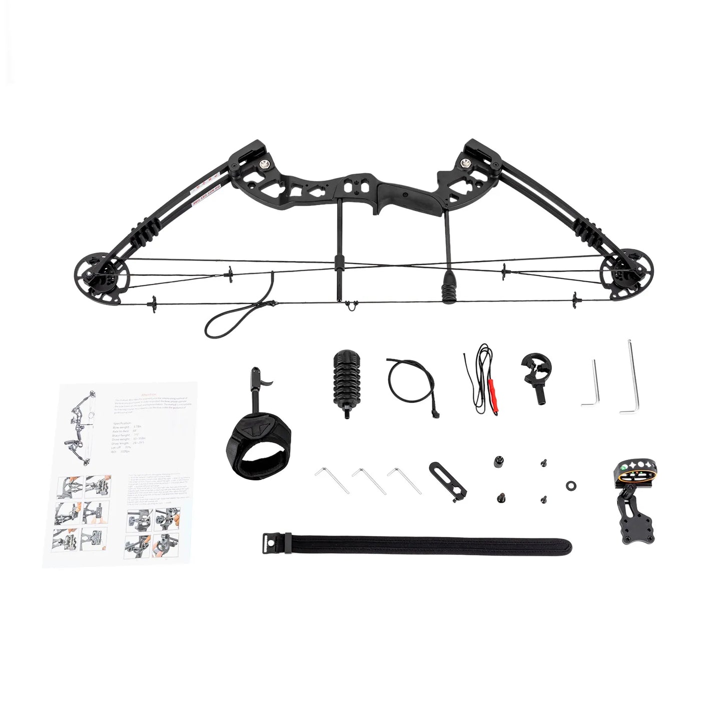 Right Handed Compound Bow Kit Adults and Teens Compound Bow Archery Hunting Equipment with 12 Arrows 30-55lbs Adjustable