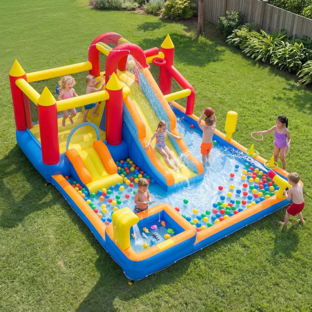 Kids Jump And Slide Inflatable Bouncer With Heavy Duty Blower
