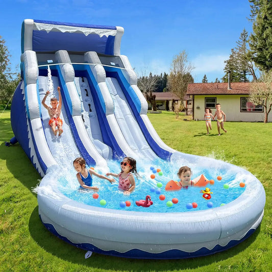 Blue White Grade Kids Inflatable Water Slides With Big Splash Water Pool Slide For Party Fun Backyard Summer Fun Kids Activities