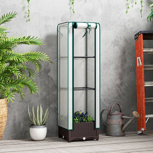 Outsunny Raised Flower Bed Planter With Supportive Garden Trellis