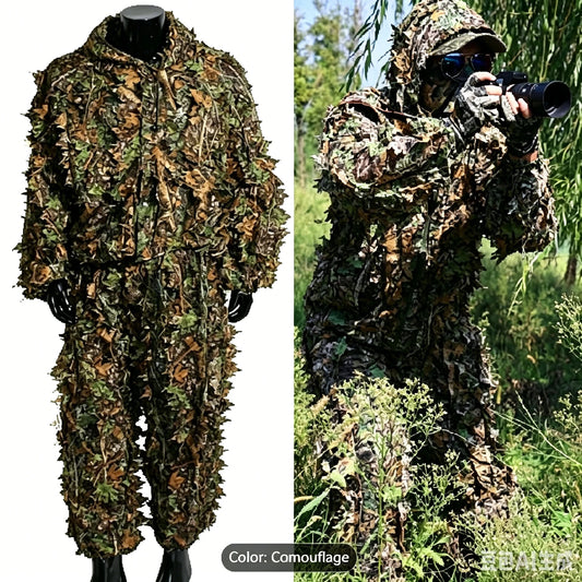 Men's Ghillie Suit, 3D Lightweight Hunting Clothes, Hooded Camouflage Clothing Breathable Hunting Suit