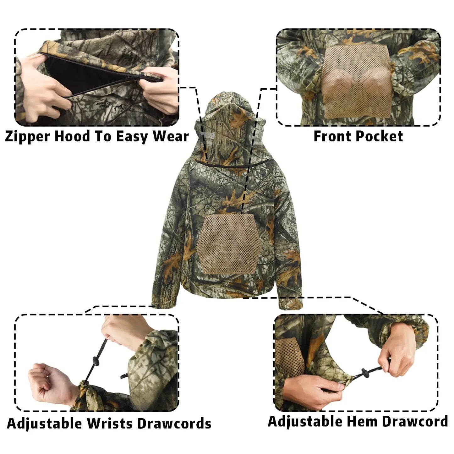 Full Body Mosquito Suit Mesh Bug Jacket and Pants Set with Hood Ultra-Fine Insect Netting Protective Clothing for Outdoor Fishing Camping Hiking Hunting Beekeeping Breathable Lightweight Gear