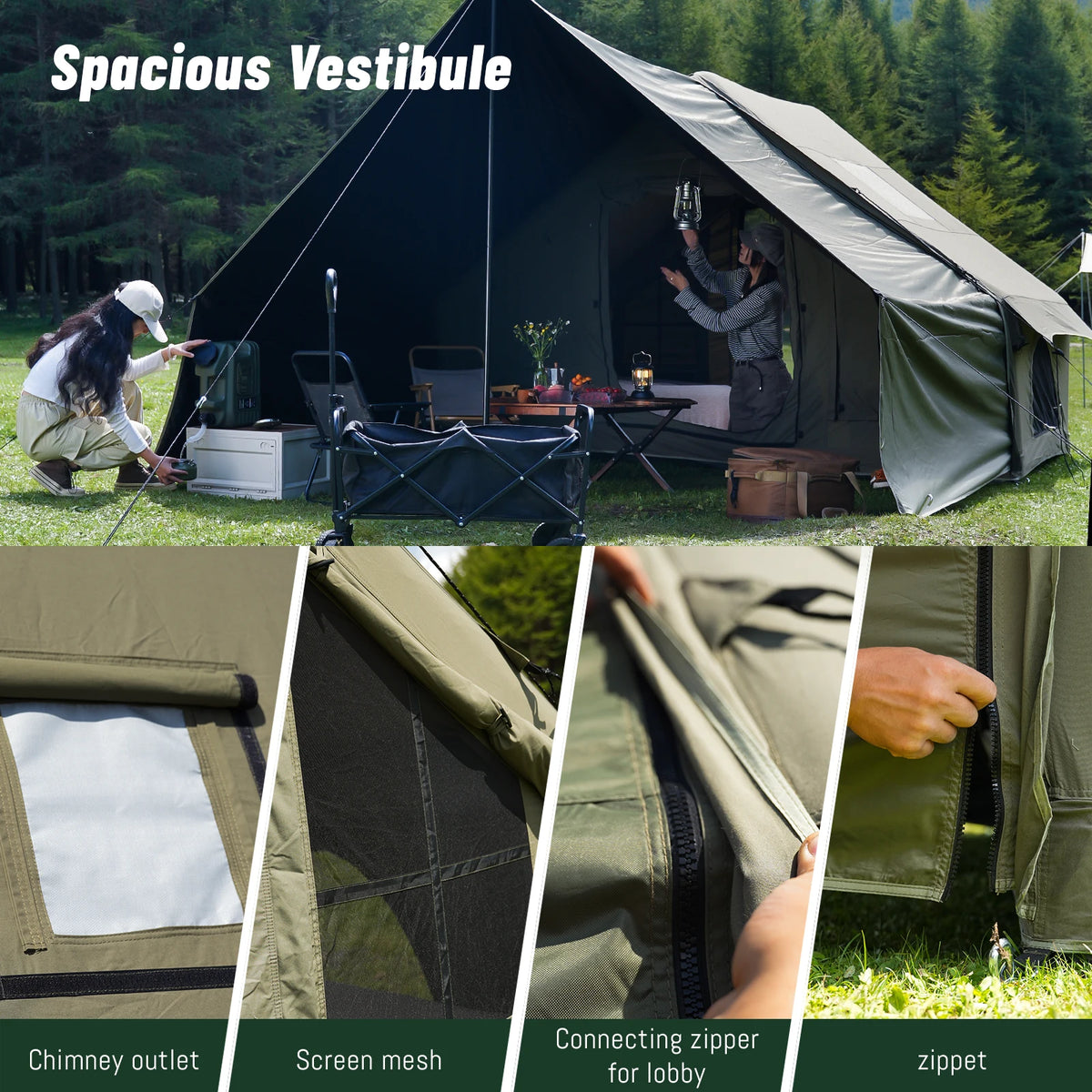 Pakicetus Inflatable Camping Tent With Extended Sun Canopy For Families