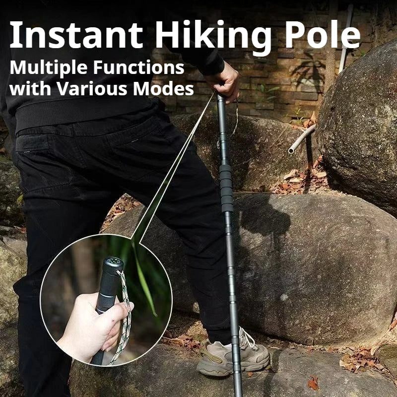 Portable Aluminum Alloy Climbing Stick Removable Multitool Hiking Walking Stick Multifunctional Mountaineering Camping Equipment