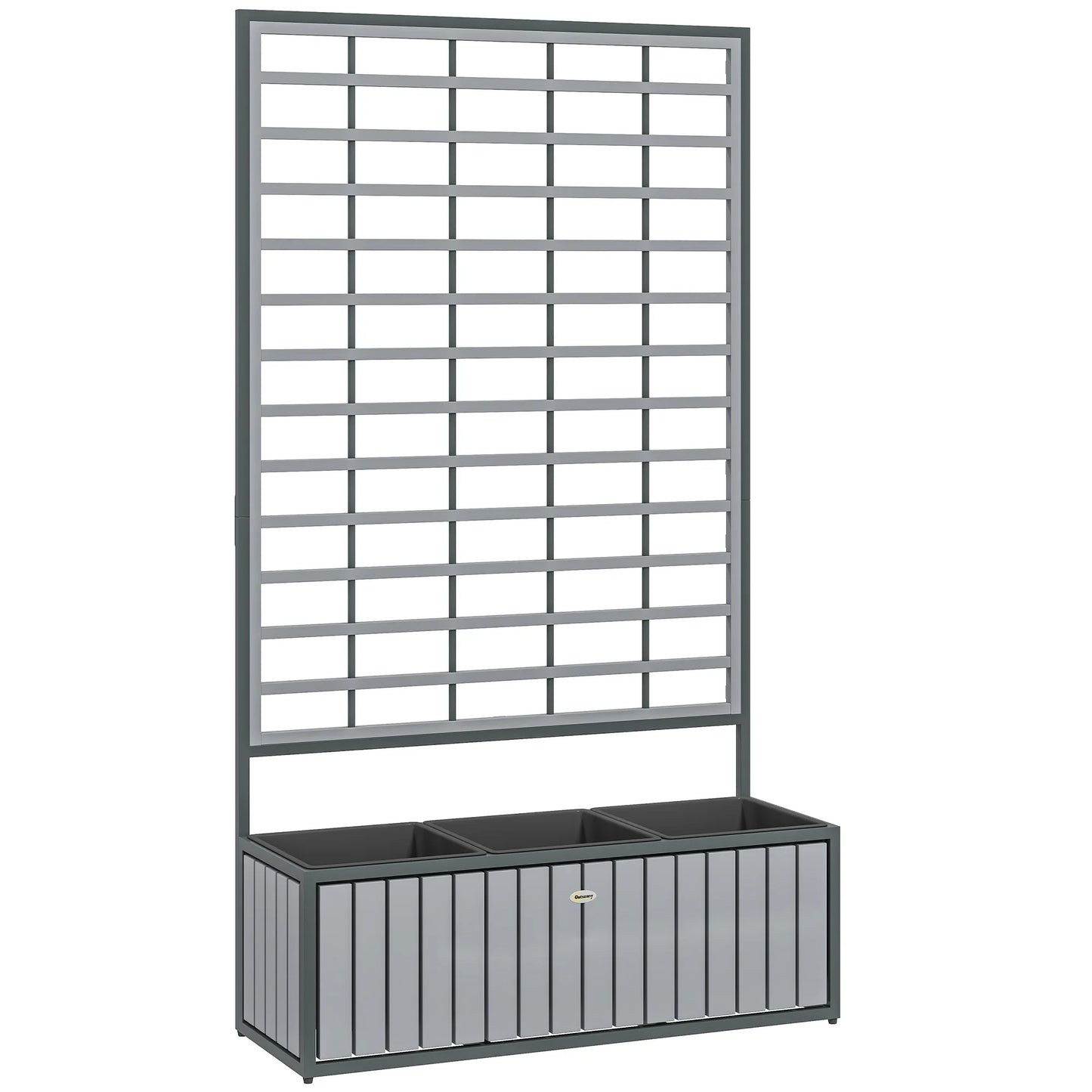 Raised Garden Bed, Planter Box with Trellis, Removable Pots, Gray