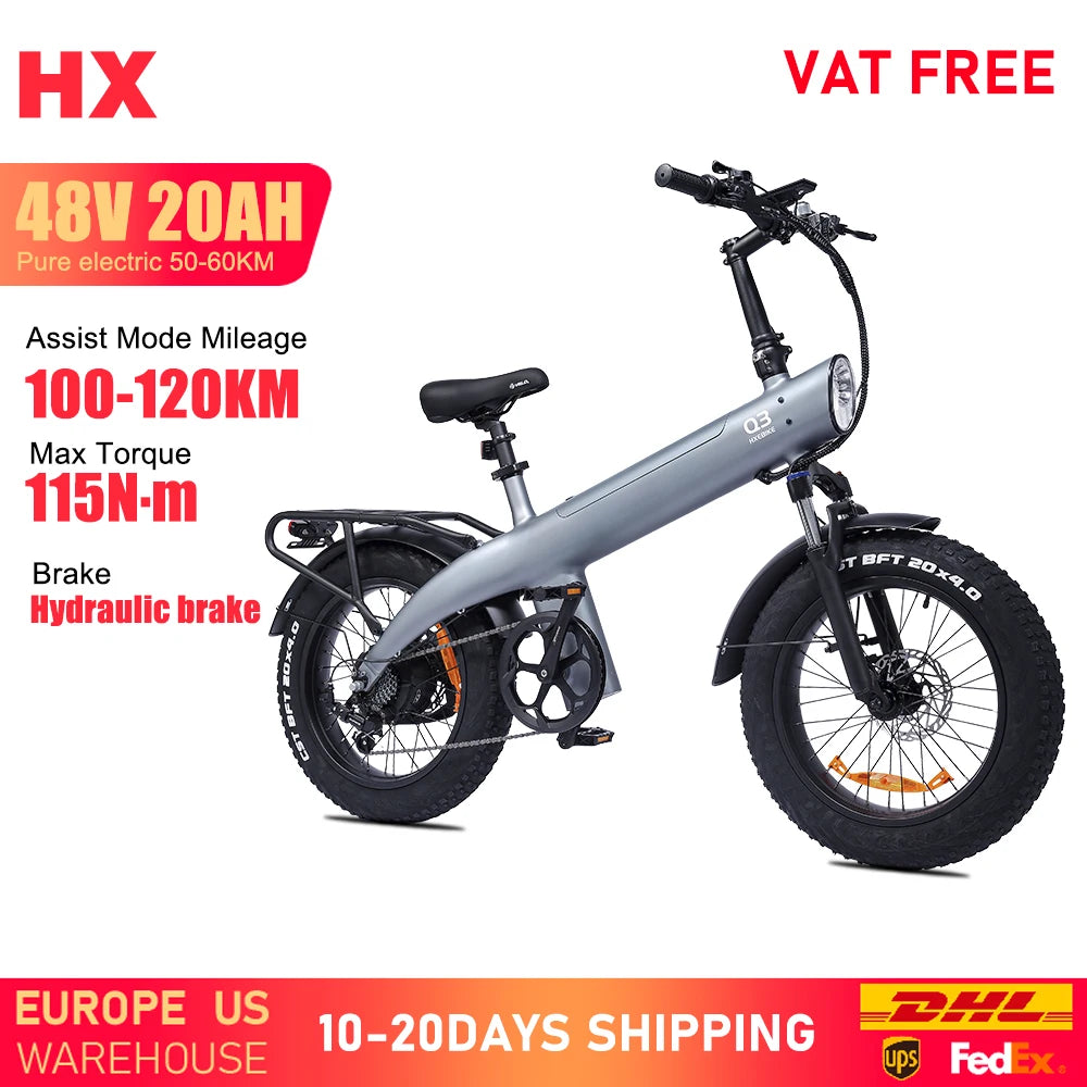 HX Q3 E Bike Electric Bike 48V 20AH Adult E Bike 20Inch Tire Off-Road Fatbike City Electric Bicycle Mountain E Bikes