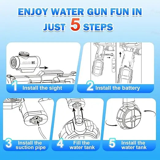 Electric Flame Water Gun, Pulse Jet Squirt Gun with LED Flash And USB-C Charging, 40Ft Long-Range Rapid-Fire Water Blaster, for Kids And Adults, Adult Water Gun for Pool Beach Backyard