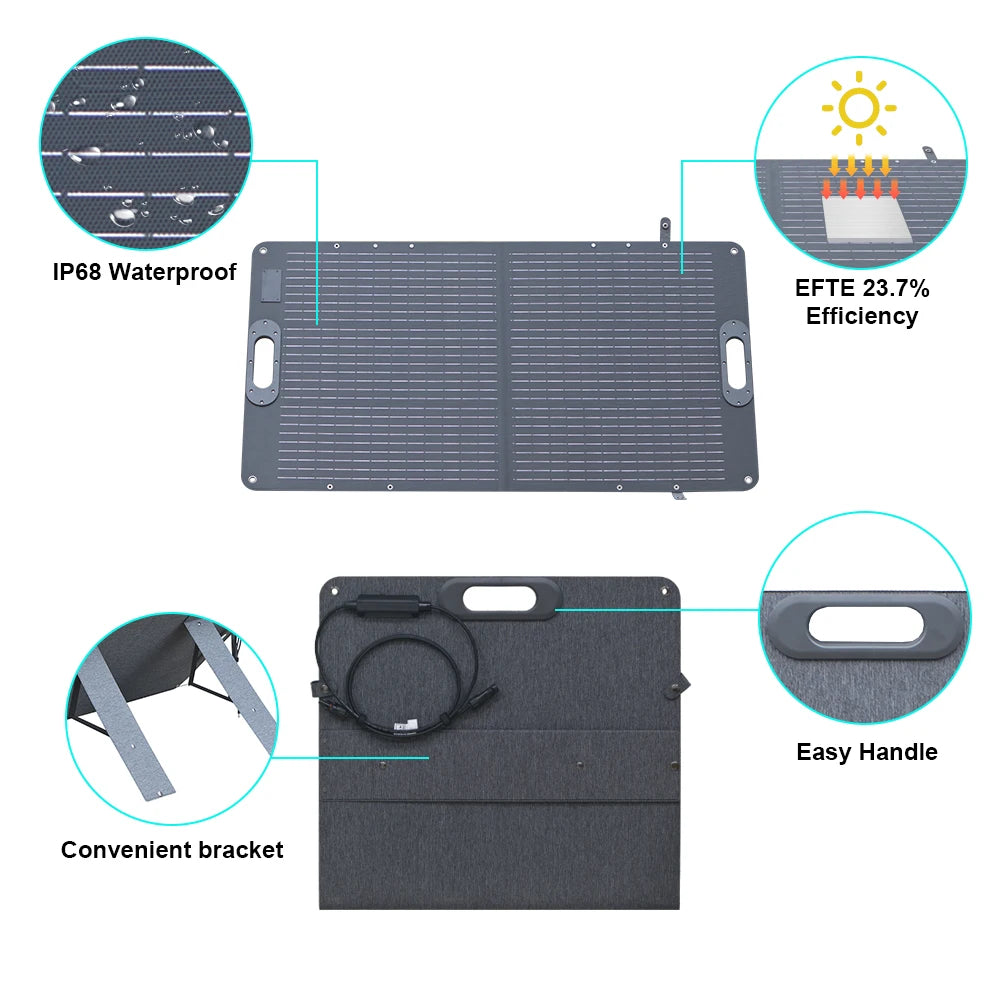 Camping 100W Solar Panel Complete Kit Foldable Portable Generator Battery Energy Built-in MPPT Comtroller System Waterproof