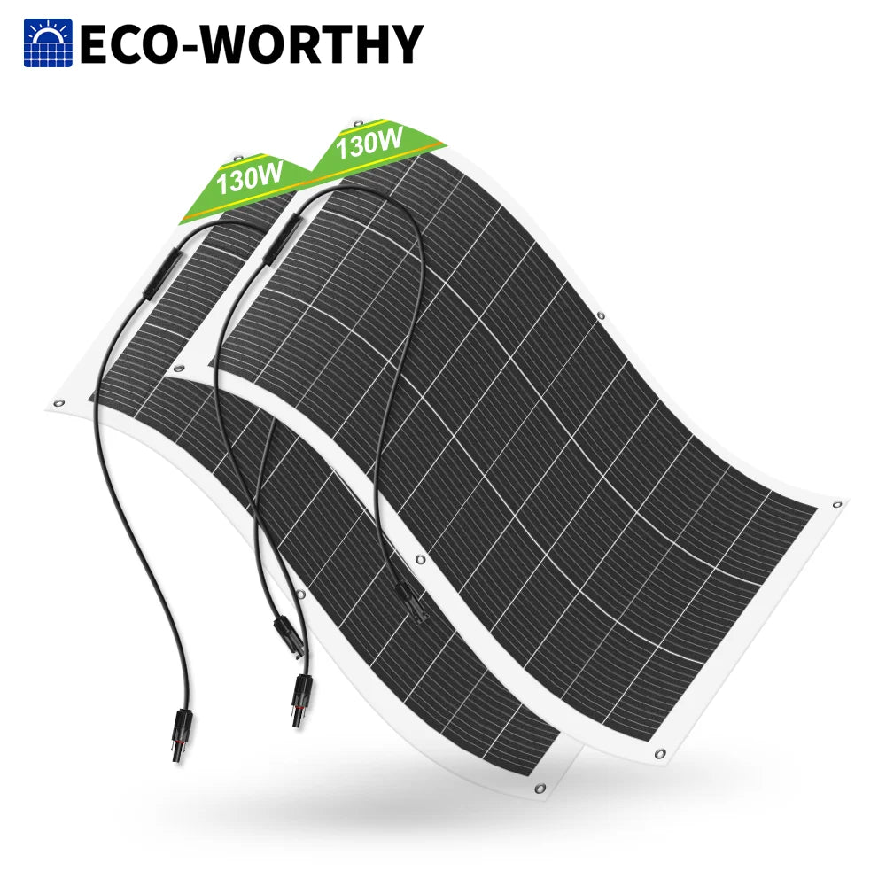 Eco-Worthy 130 Watt Flexible Monocrystalline Solar Panel For RV