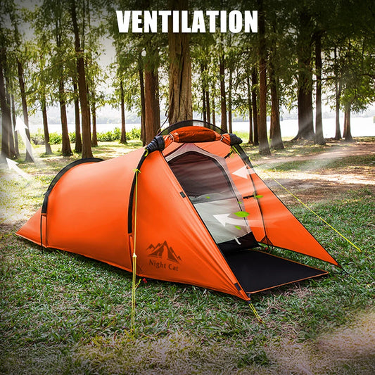 Night Cat Ultralight Tunnel Tent: Waterproof Lightweight 1 People Backpacking Tent for Outdoor Camping Hiking Treeking