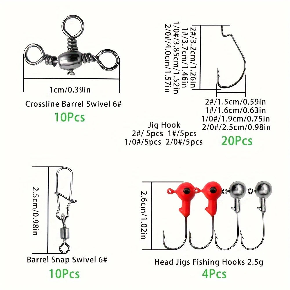 187pcs Ultimate Fishing Kit Set - Complete Tackle Box with Premium Fish Hooks, Bait Parts, Sinkers, and More - Perfect for Outdo