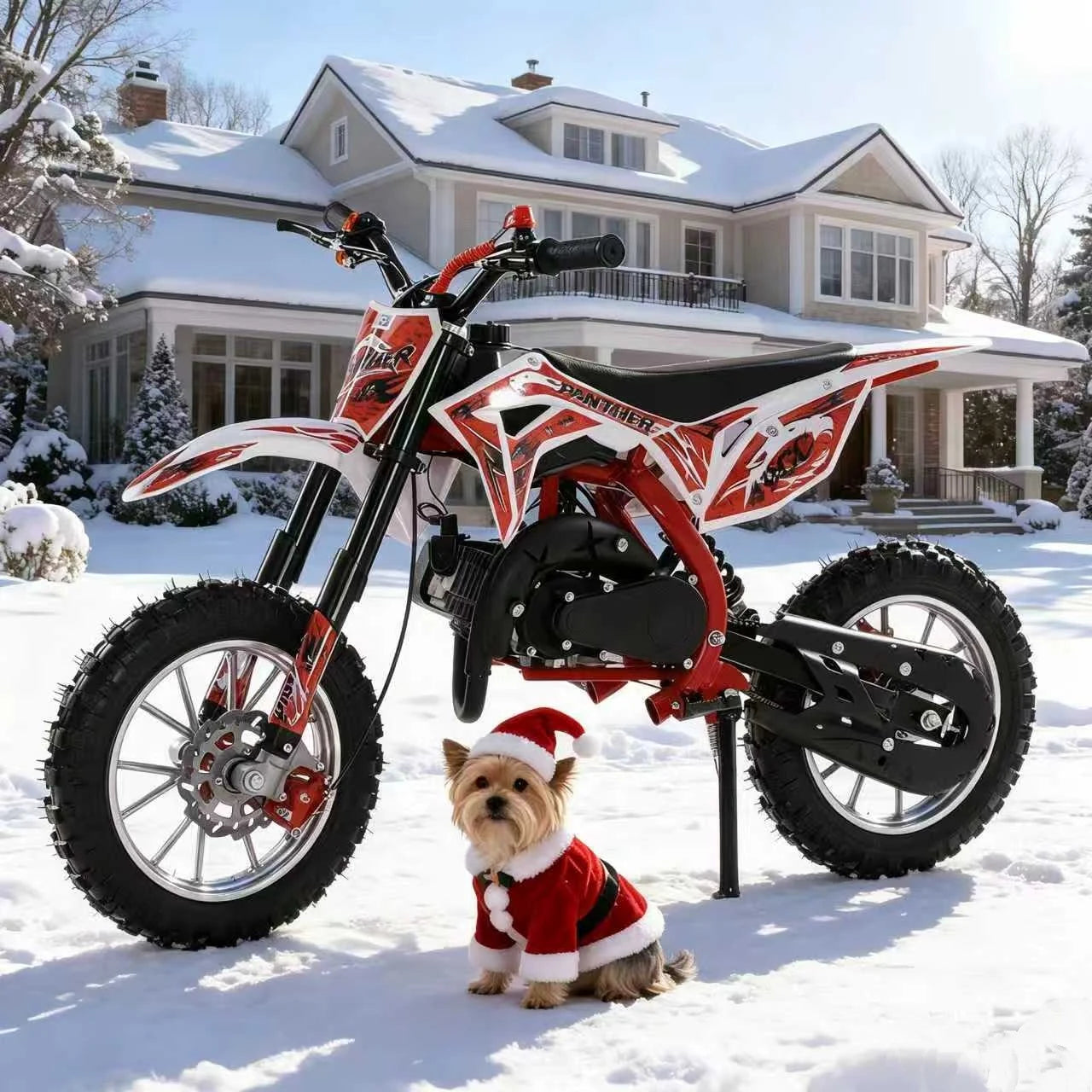 49cc 2-Stroke Kids Dirt Bike, Gas Power Motocross, Off Road Mini Motorcycle, Pocket Motorbike with Front Rear Disc Brakes