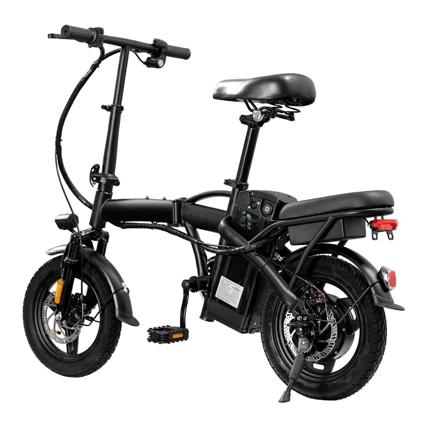 HEZZO T5 14Inch Folding Electric Bike for Adult Commuters 48V 350W 20MPH 18-22 Miles Range Disc Brake Lightweight E-bike