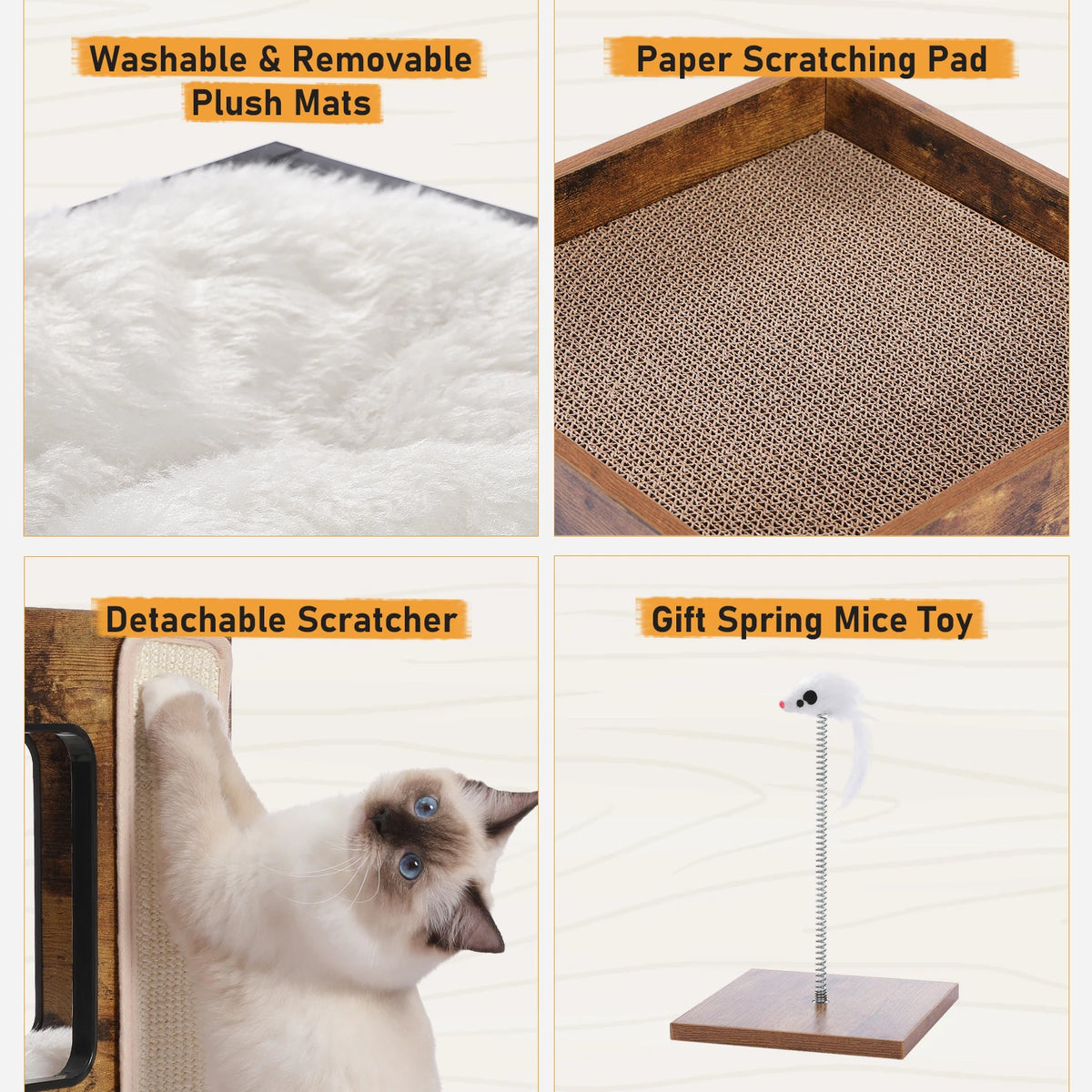 PAWZ Road Wooden Cat Condo With Mats And Scratching Pad