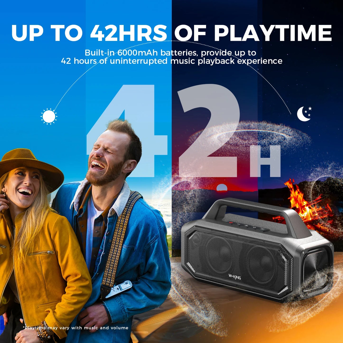 W-KING BT261-2 80W Speakers Bluetooth Wireless, Portable Outdoor Speakers Loud with Bass Boost, Stereo Pairing, Reverse Charging, IPX6 Waterproof