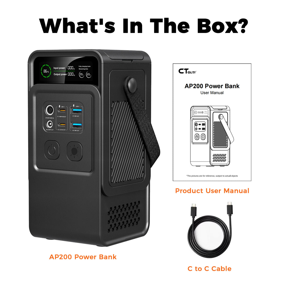 CTOLITY 200W 500W Portable Power Station 1800W Power Generator LED Light Emergency Solar Power Bank for Outdoor Camping Travel