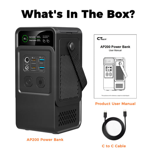 CTOLITY 200W 500W Portable Power Station 1800W Power Generator LED Light Emergency Solar Power Bank for Outdoor Camping Travel