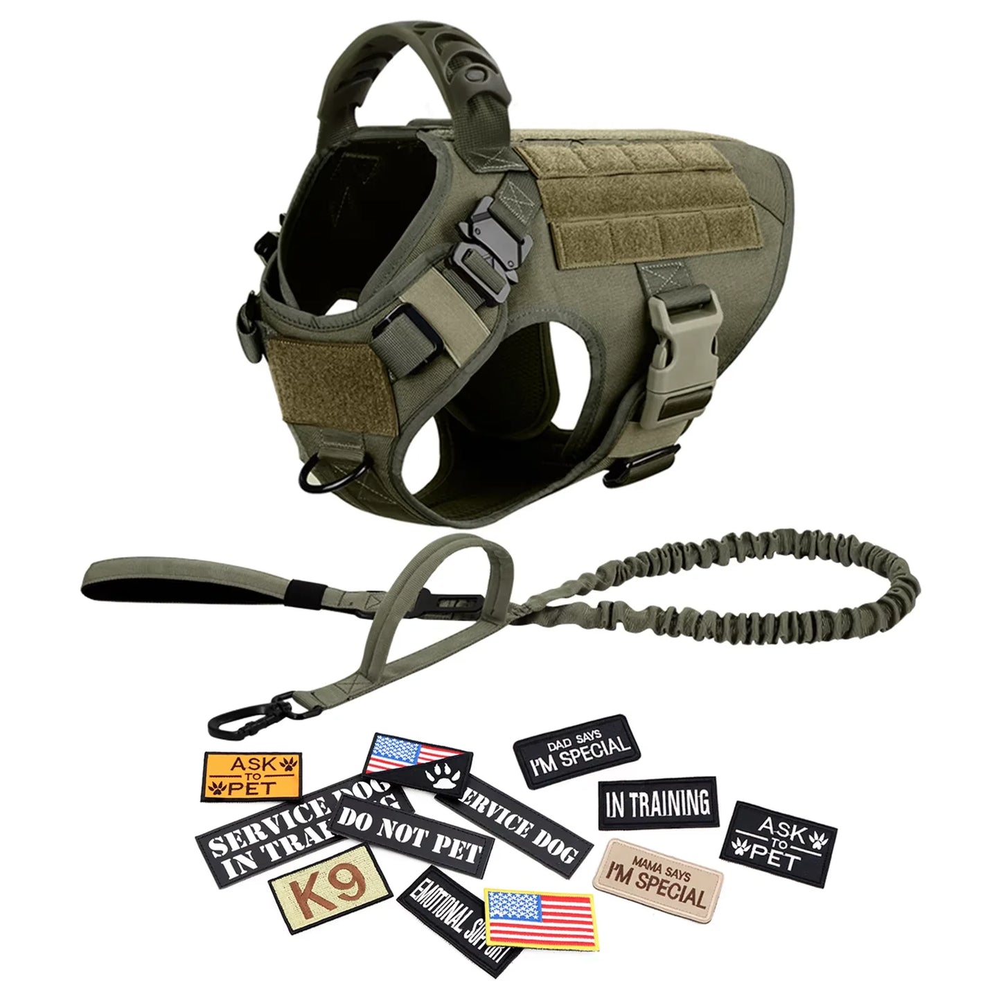 Professional Dog Harness Vest Set With Collar Leash And Patches